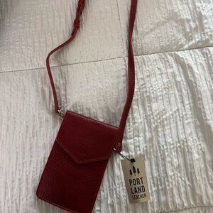 Portland Leather Phone Bag - Chili Red